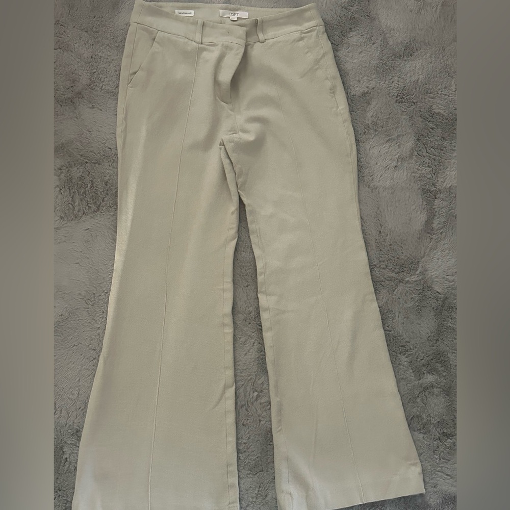 LOFT Sutton Flare Light Beige Pants